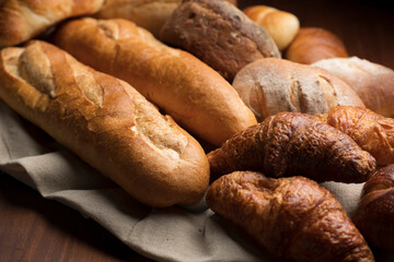 たくさんの種類のパンが並んだ集合撮影