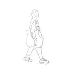 Obraz na płótnie Canvas Continuous line of a woman walking the street Simple vector illustration