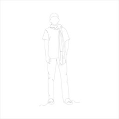 Continuous line of a man waiting simple vector illustration