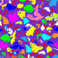 Fototapeta na wymiar Сolorful seamless pattern for textiles. Multicolored geometric elements on a purple background.