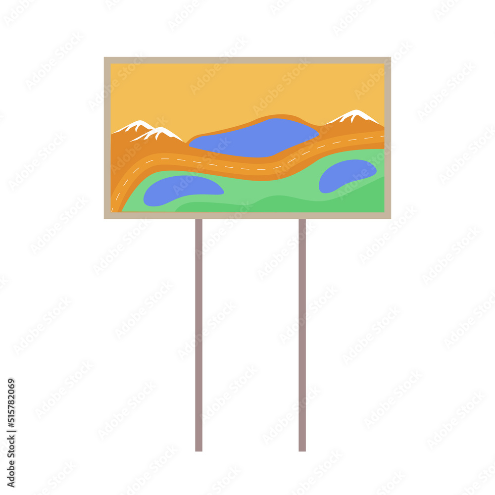 Poster famous drawing display stand semi flat color vector object. landscape painting. scenery artwork. ful