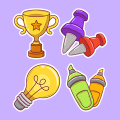 Set of Education Hand Drawn Cartoon Sticker Doodle Icon