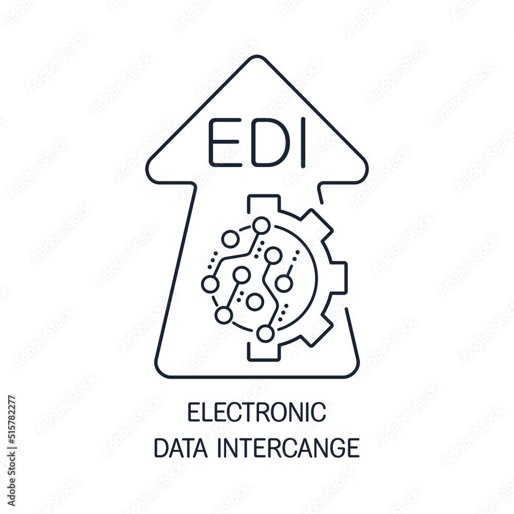 Poster edi. electronic data interchange. vector linear icon isolated on white background.