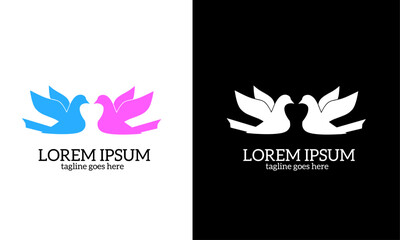 Illustration vector graphics of template logo couple dove shape love concept