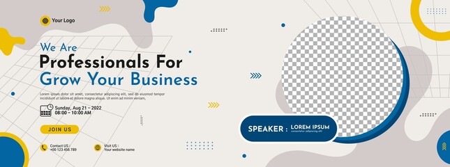 Business conference banner template design for webinar, marketing, online class program, etc