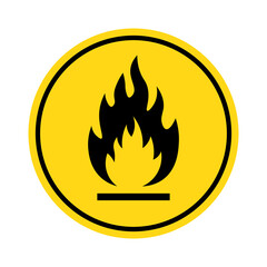 Fire warning icon, flammable sign. Chemical hazard, fire danger, flammable liquid symbol. Vector illustration. - obrazy, fototapety, plakaty
