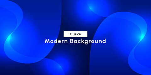 Trendy modern blue colorful background with smooth curve and copy space