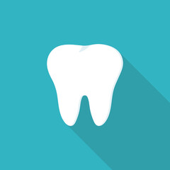 Illustration of a healthy white tooth in a flat style. Vector icon for dentistry.