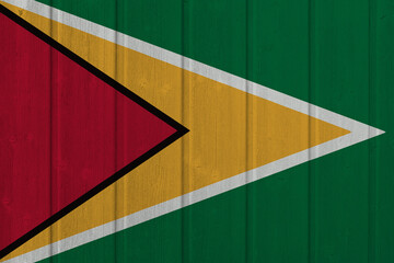 World countries. Wooden background in colors of flag. Guyana