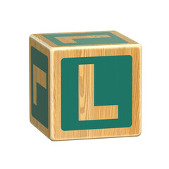 Letter L, Wooden Blocks font for Toddlers,  Wood Alphabet Blocks, ABC Montessori Stacking Letter Preschool Learning Toys - Kindergarten Reading, 3d rendering