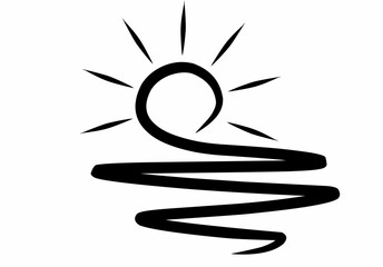 Sunset or sunrice continuous line icon