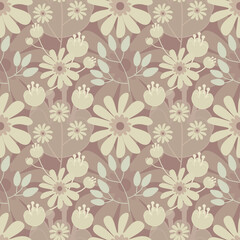 Flowers seamless pattern, vector illustration background.Great for wrapping paper,fabric for kids and any print art.