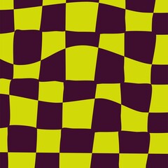 Retro checkerboard background for print design. Geometric background. Psychedelic retro checkerboard. Abstract vector pattern. Psychedelic wallpaper. Optical pattern. Abstract texture