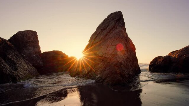 Sunset footage of ocean. Beautiful peacefully lands scape from Bartin, Inkumu