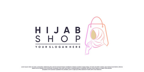 Obraz premium Hijab shop logo for moslem beauty fashion with creative concept Premium Vector