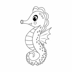 Hand drawn sketch of seahorse isolated on white background. Art vector stylized illustration.