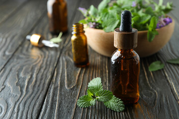 Concept of aromatherapy with mint, space for text