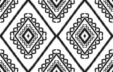Fabric ikat art. Geometric ethnic seamless pattern in tribal. American, Mexican style. Design for background, wallpaper, illustration, fabric, clothing, carpet, textile, batik, embroidery.