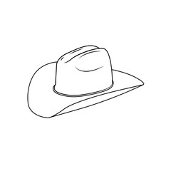 Cowboy Hat Outline Icon Illustration on White Background