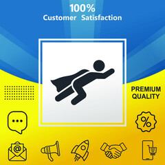 Super hero vector glyph color icon. With yellow and blue background option.