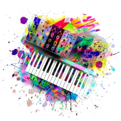 Foto auf Glas colorful music background with synthesizer, top view © reznik_val