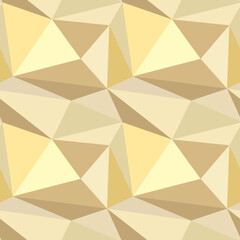 Low polygonal seamless pattern. Abstract crystal low poly texture of beige, brown, sand, yellow colors