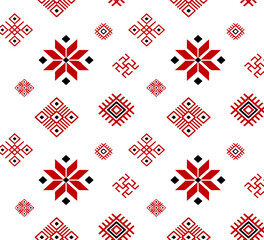   Vintage traditional abstract ornament pattern design, Traditional Ukrainian red embroidery 