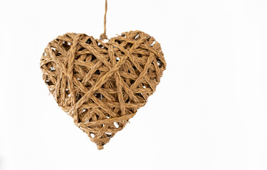hand made craft braided straw heart 3D shaped sign