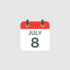 calendar - July 8 icon illustration isolated vector sign symbol