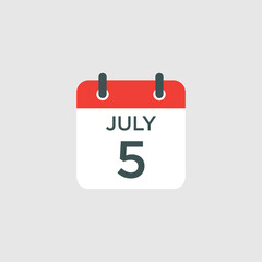 calendar - July 5 icon illustration isolated vector sign symbol