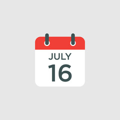 calendar - July 16 icon illustration isolated vector sign symbol