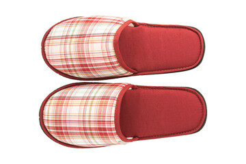 Home slippers isolated on white background, clipping path included. Close-up studio shoot.