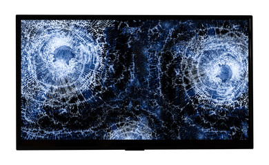 Broken TV LED screen isolated on white