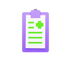 Medical Clipboard icon. Project management, software development concept. Checklist with cog. 3d rendered illustration