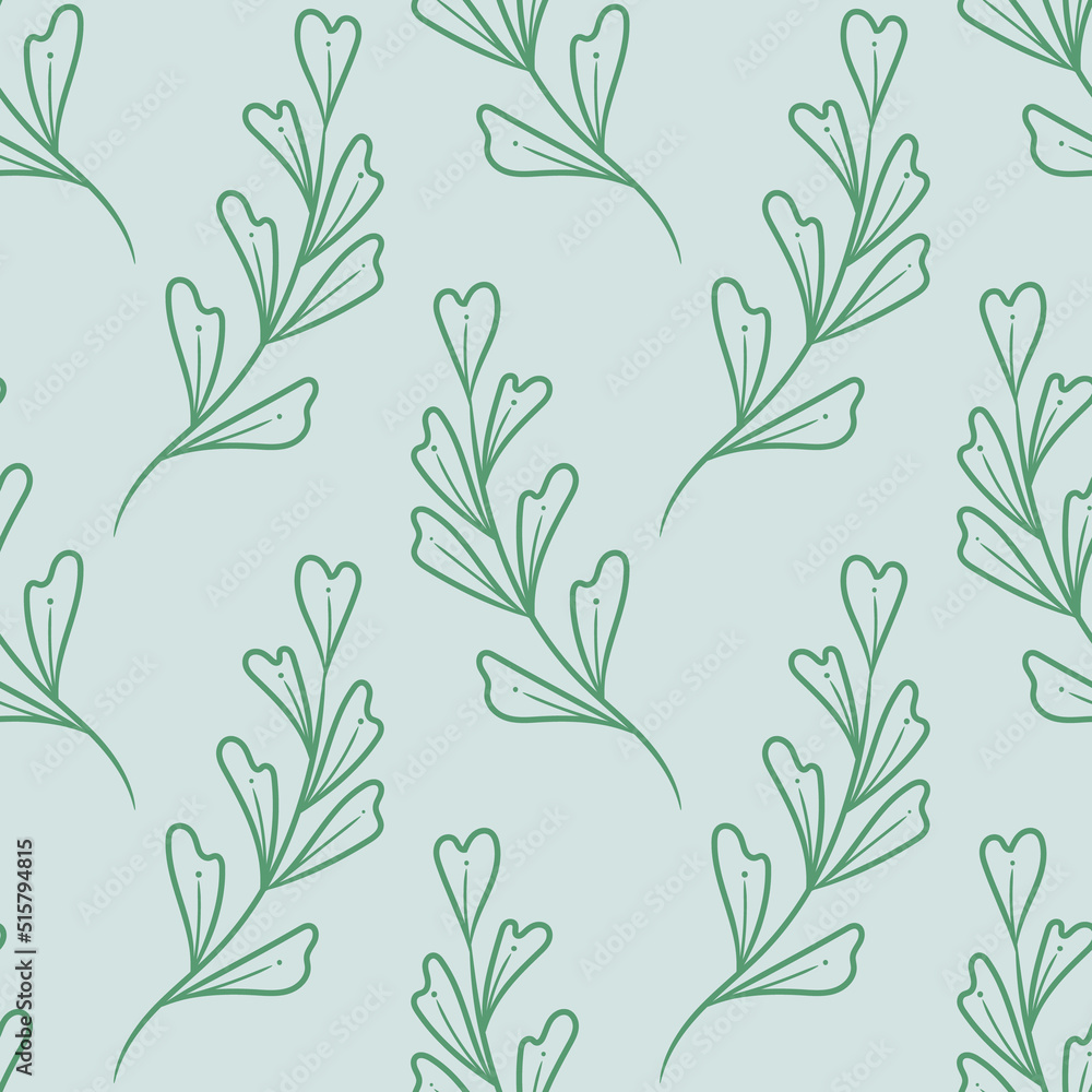 Poster natural vector pattern with hand drawn leaf elements, seamless background