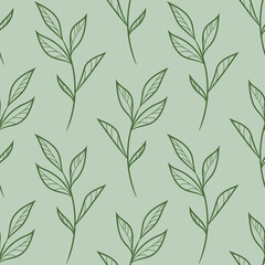 Fototapeta na wymiar Natural leaf vector pattern with leaves, seamless background