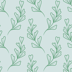 Natural vector pattern with hand drawn leaf elements, seamless background