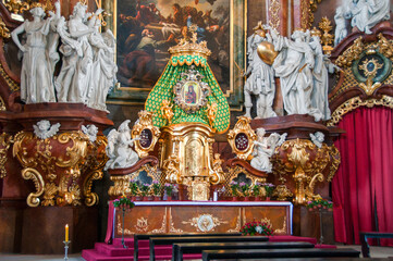 Fototapeta premium Altar and interior of the Basilica of the Assumption of the Blessed Virgin Mary. Krzeszów, Lower Silesian Voivodeship, Poland.