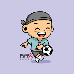 little boy with cancer playing soccer