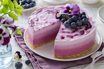  Blueberry layered cheesecake