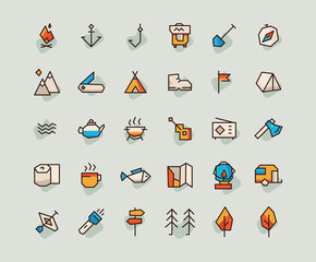 Simple Vector Camping Icons Set
