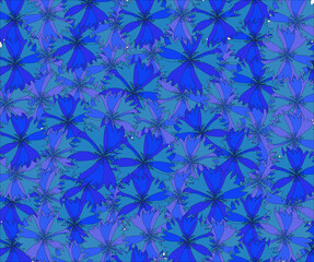 Fototapeta premium pattern of large blue cornflowers