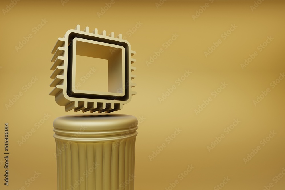Aufkleber Beautiful abstract illustrations Golden CPU driver symbol icons on a golden column and wonderful background. 3d rendering illustration. Background pattern for design.