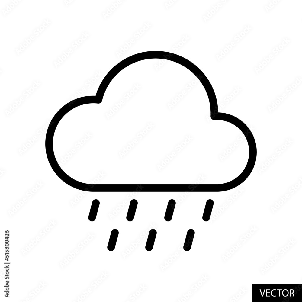 Poster rain vector icon in line style design for website design, app, ui, isolated on white background. edi