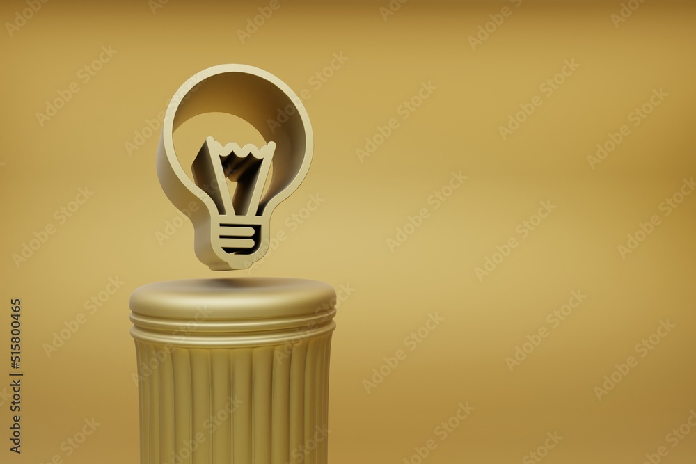 Poster beautiful abstract illustrations golden light bulb symbol icons on a golden column and wonderful bac