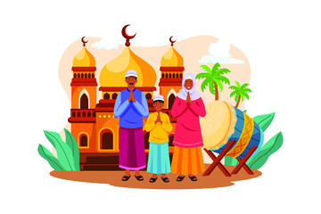 Eid Al-adha Illustration concept. Flat illustration isolated on white background