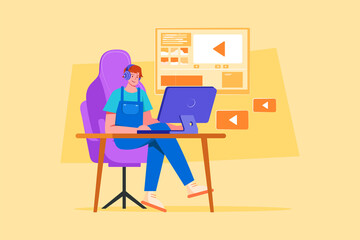  Female fashion vlogger trying on clothes