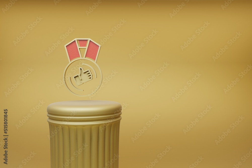 Aufkleber beautiful abstract illustrations golden medal thumbs up symbol icons on a golden column and wonderfu