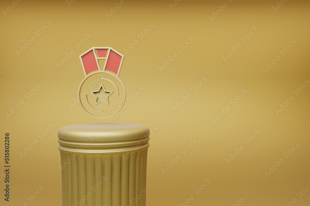 Aufkleber beautiful abstract illustrations golden medal star symbol icons on a golden column and wonderful bac