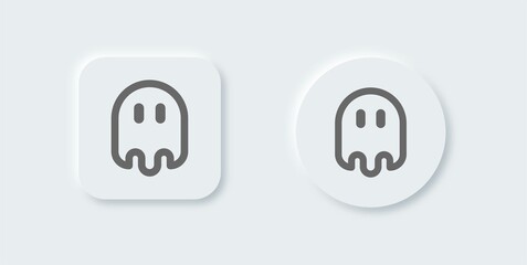 Ghost line icon in neomorphic design style. Spooky spirit signs vector illustration.